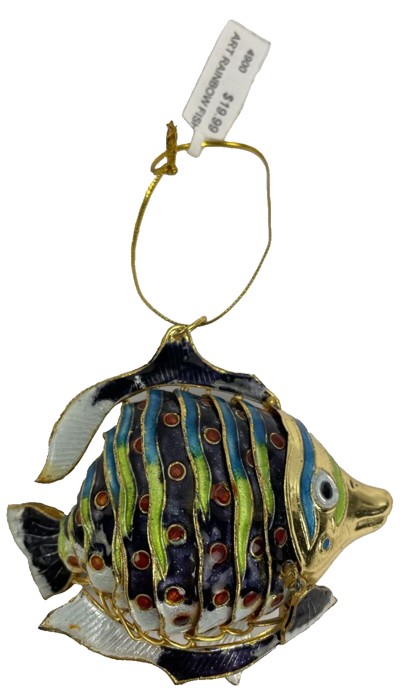 Beautiful Cloisonné Enamel Articulated Tropical Reef Fish Christmas Ornament