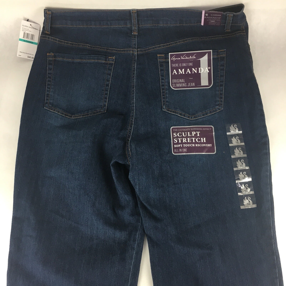 Gloria Vanderbilt Amanda Original Slimming jeans Size 16 average