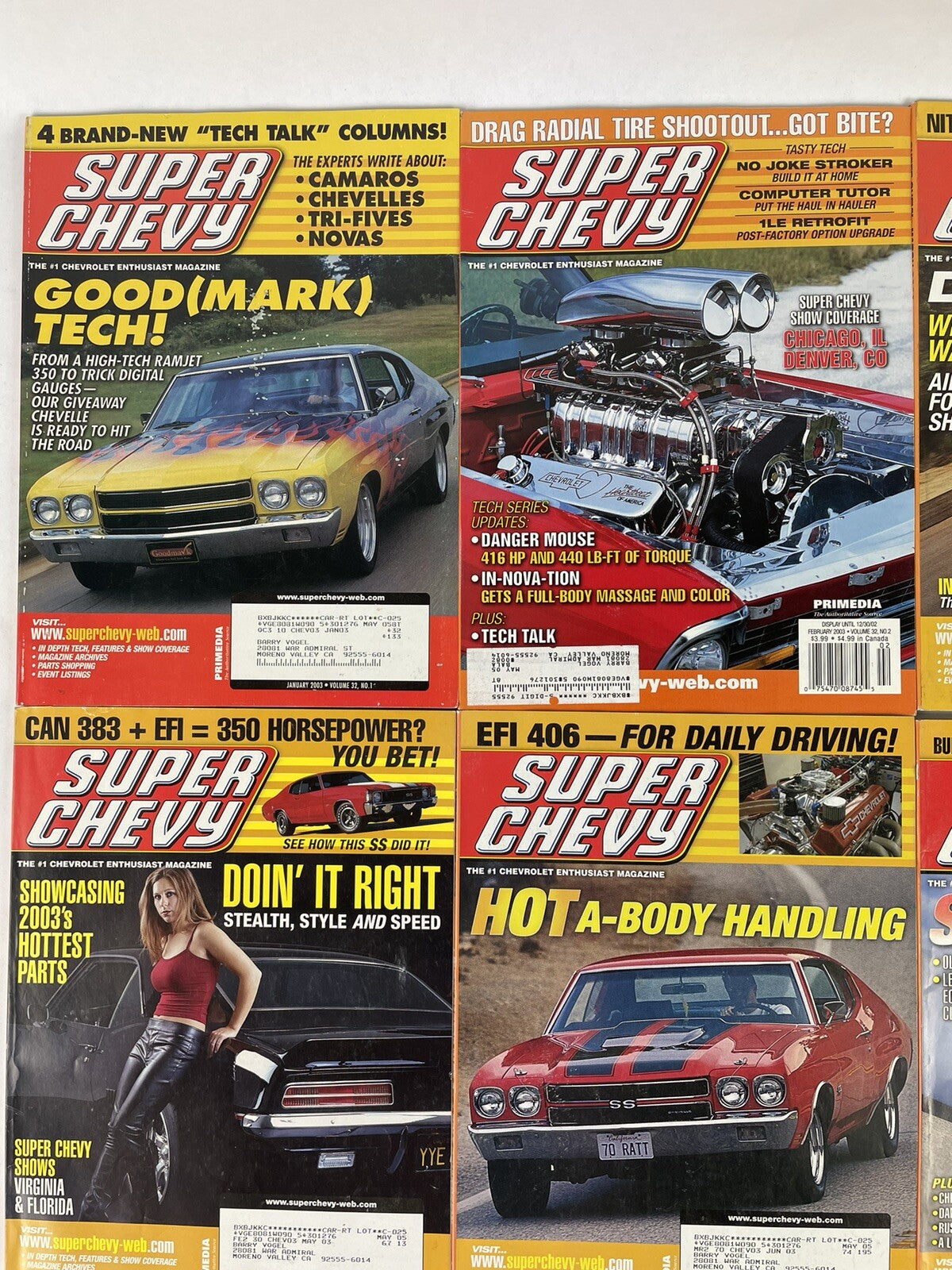 Lot of 12: SUPER CHEVY MAGAZINES Complete Full Set 12 issues Jan to Dec 2003