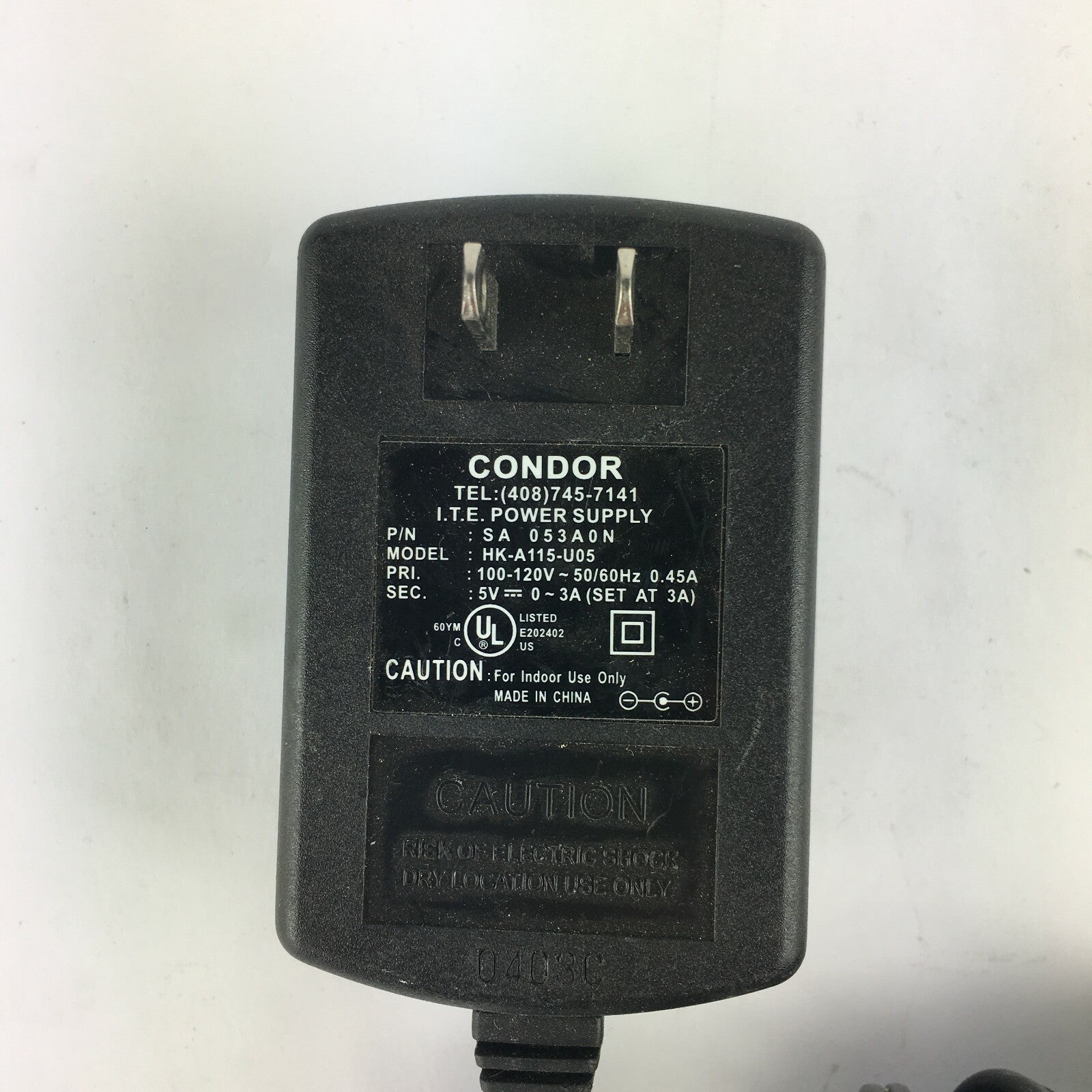 Genuine Condor HK-A115-U05 Output 5V 3A Power Supply Adapter A53