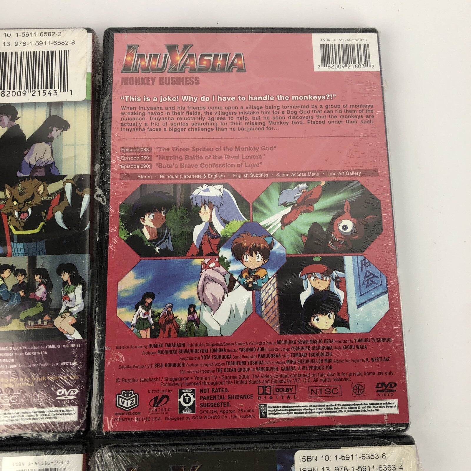 4 x Inuyasha Anime DVD Lot Crimson Blade Monkey Business + + Brand New Sealed