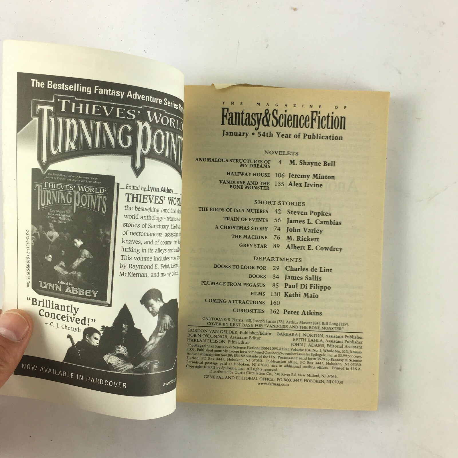 January Fantasy&Science Fiction Magazine Vandoise and Bone Monster Alex Irvine