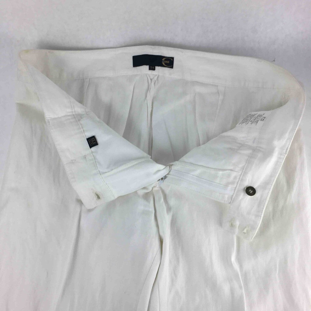 Just Cavalli Mens Dress Pants White Lined Flat Front Zipper Fly Welt Pockets 54