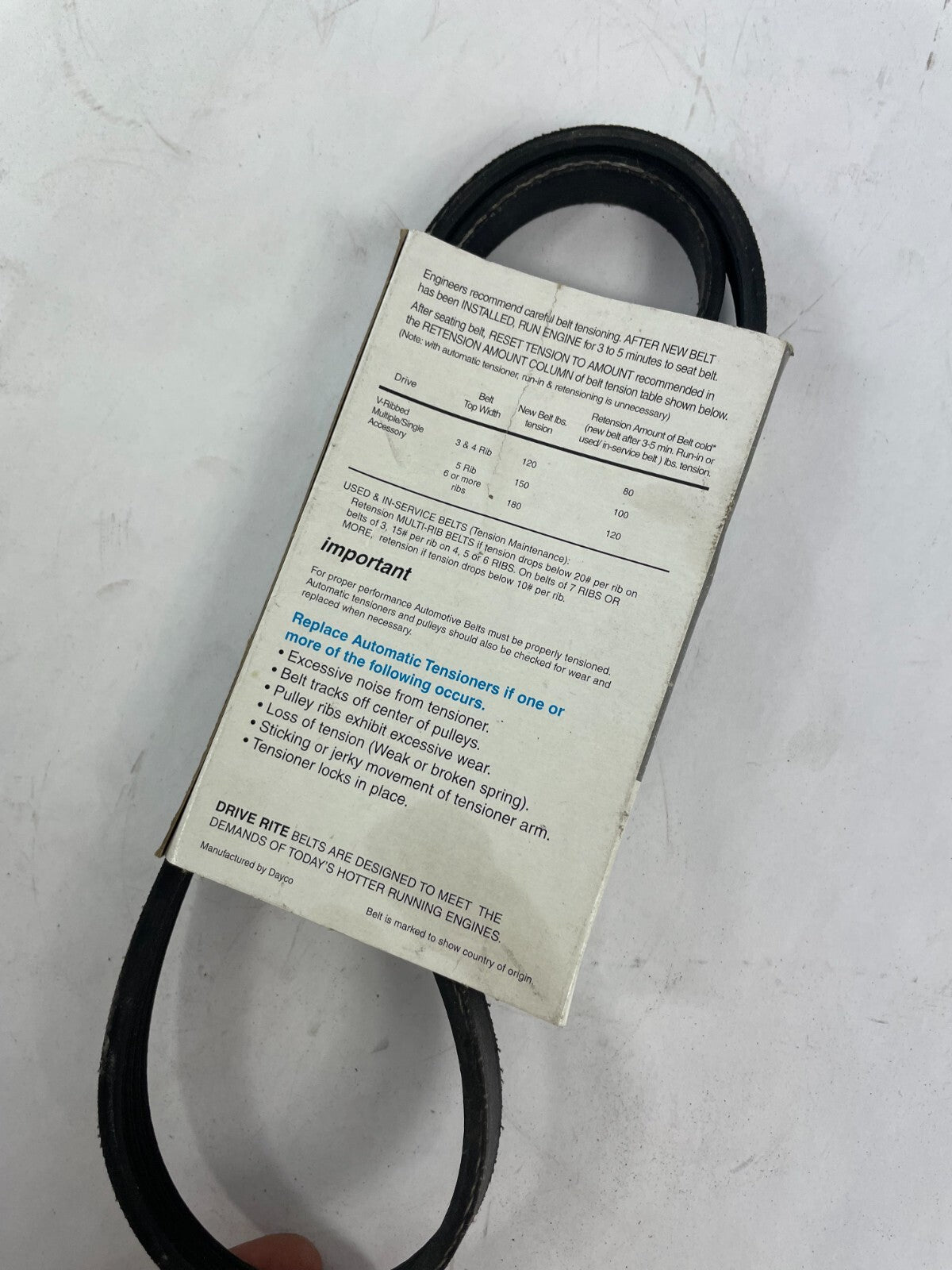 Dayco Drive Rite 378K4DR premium utility V-belt OEM 5040378D automotive replacement drive belt.