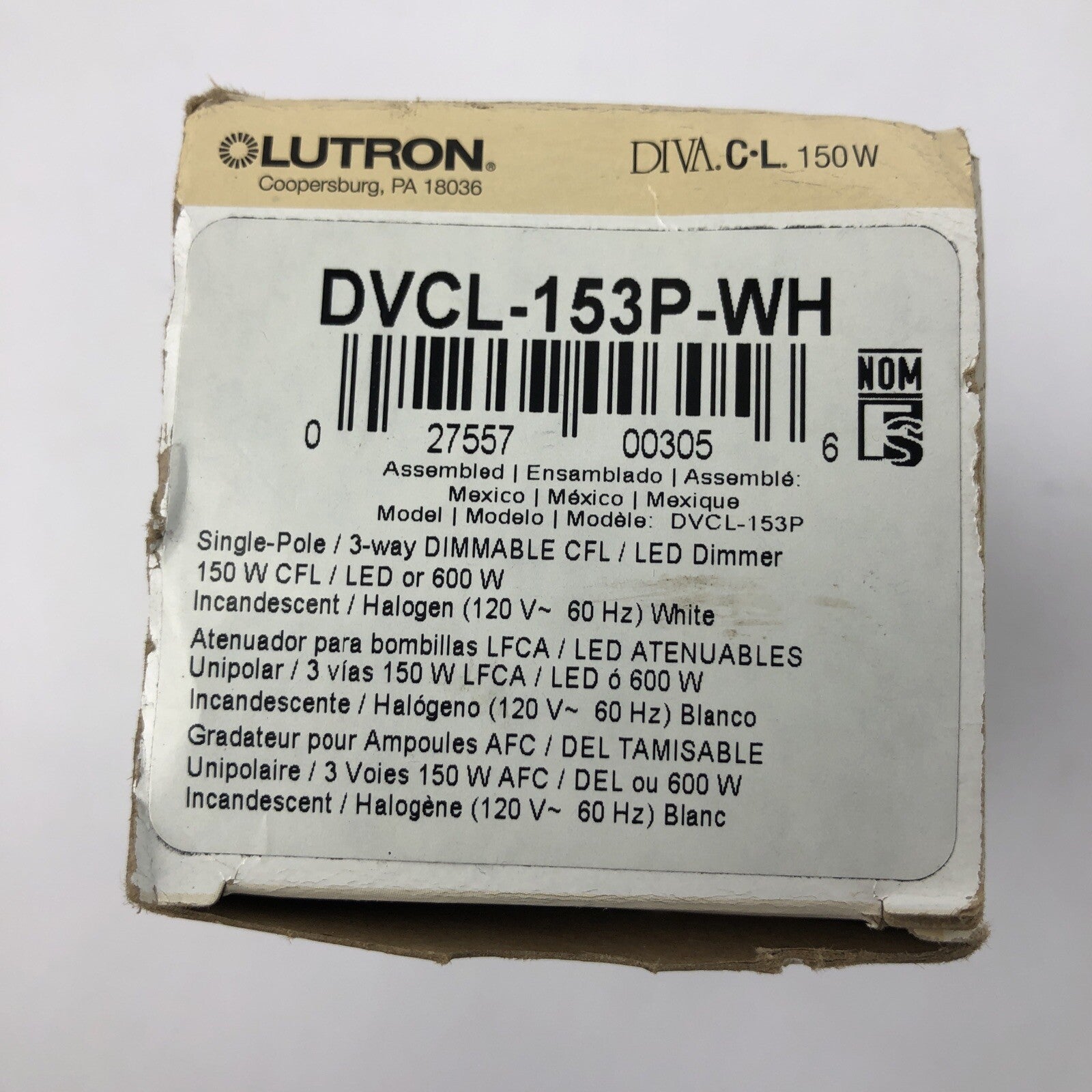 Lutron DVCL-153P-WH Dimmer Wall Light Switch - White 150W - Free Shipping