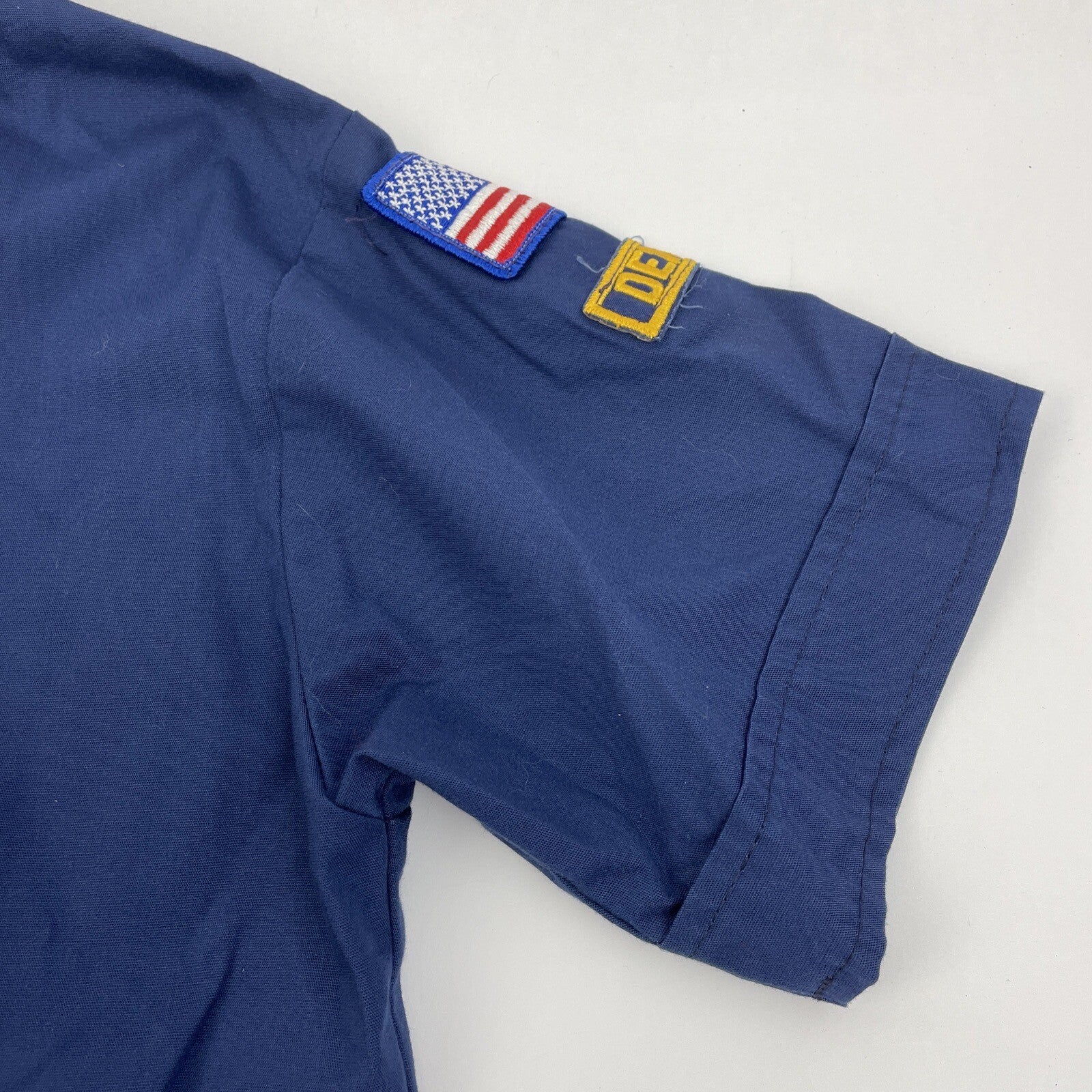 SD Boy Scouts of America BSA Youth Shirt Blue Size 12 w 11 x Sewn on patches
