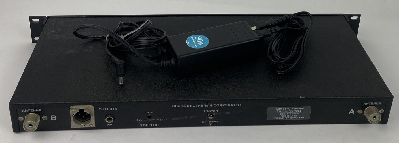 Shure Brothers L4-CV Marcad Diversity Wireless Receiver w/ Power Supply Rack Ear