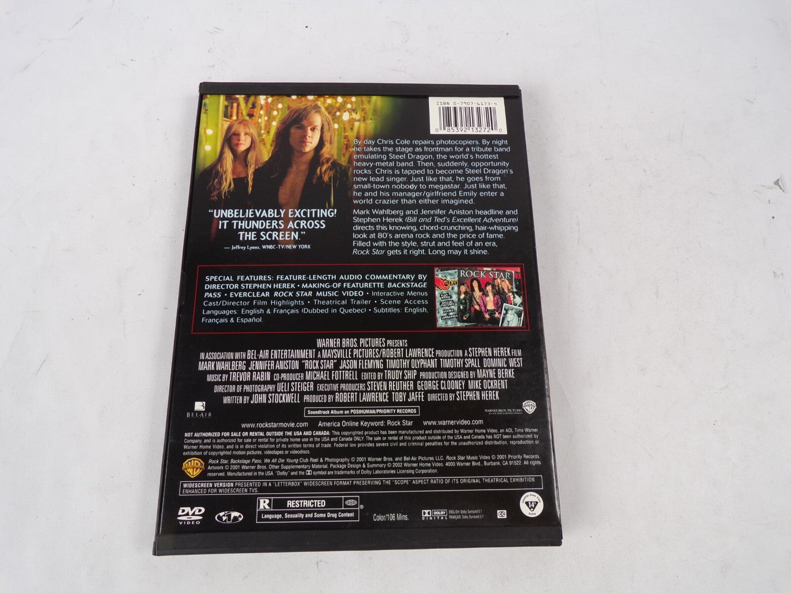 Rock Star Mark Wahlberg Jennifer Aniston Robert Lawrwnce Toby Jaffe DVD Movies