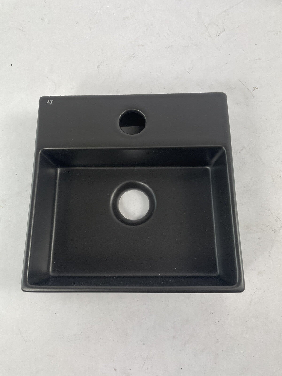 AeT Italia L318 Black Small Ceramic Hand Wash Basin Sink Wall Mount Bathroom