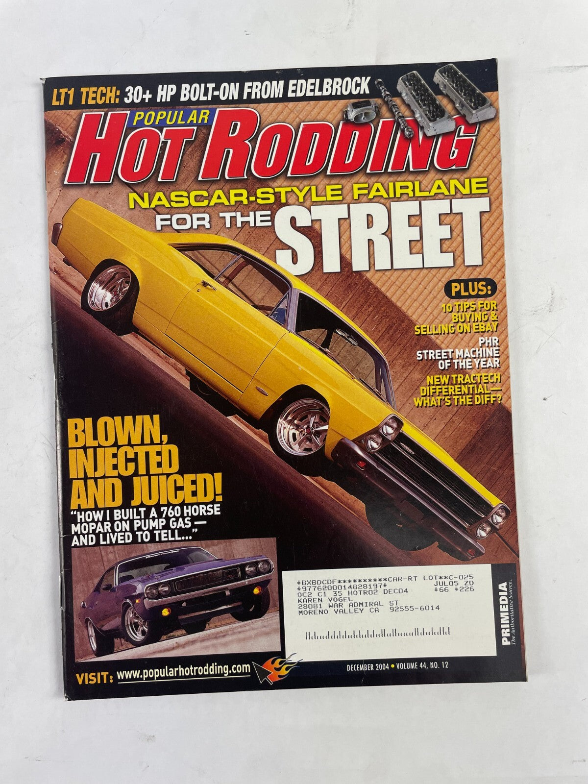 December 2004 Hot Rodding Magazine Nascar Style Fairlane For The Street LT1 Tech
