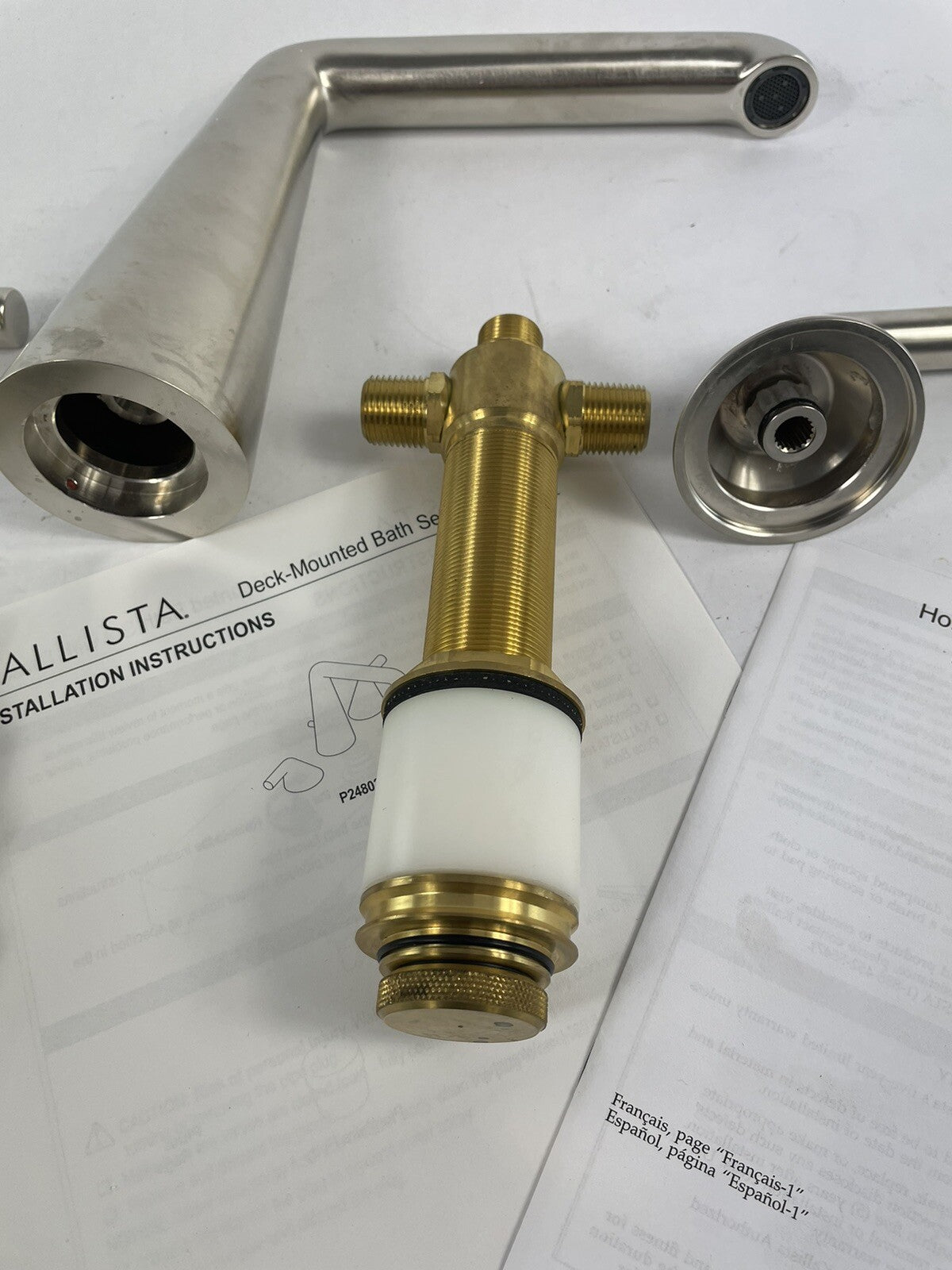 Kallista Taper Deck Mounted Roman Tub Filler Brushed Nickel P24803-LV-AG