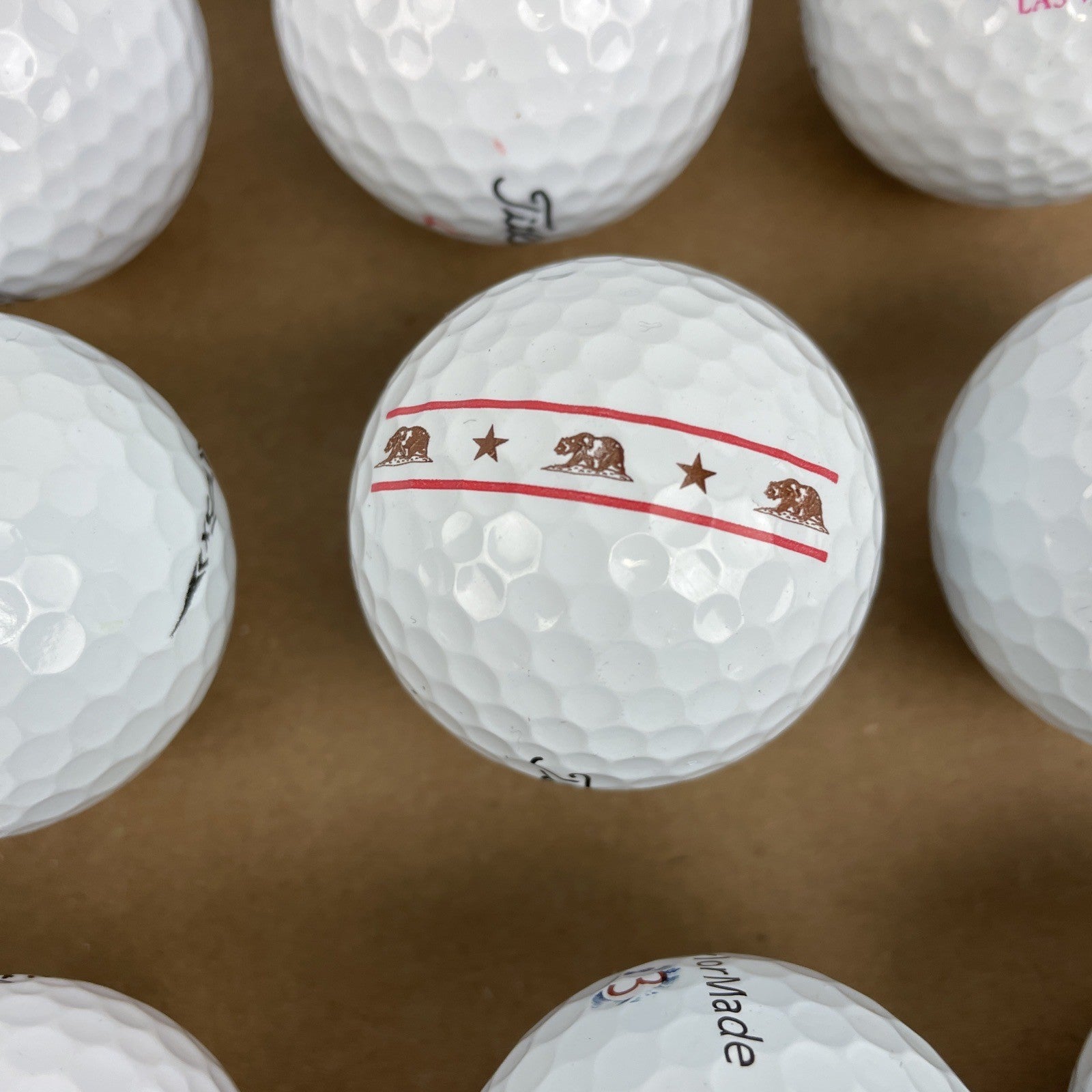 20 x Logo Golf Ball Lot Panda Bull Cali Bear Schwetty Balls FOO KING LONG Booze