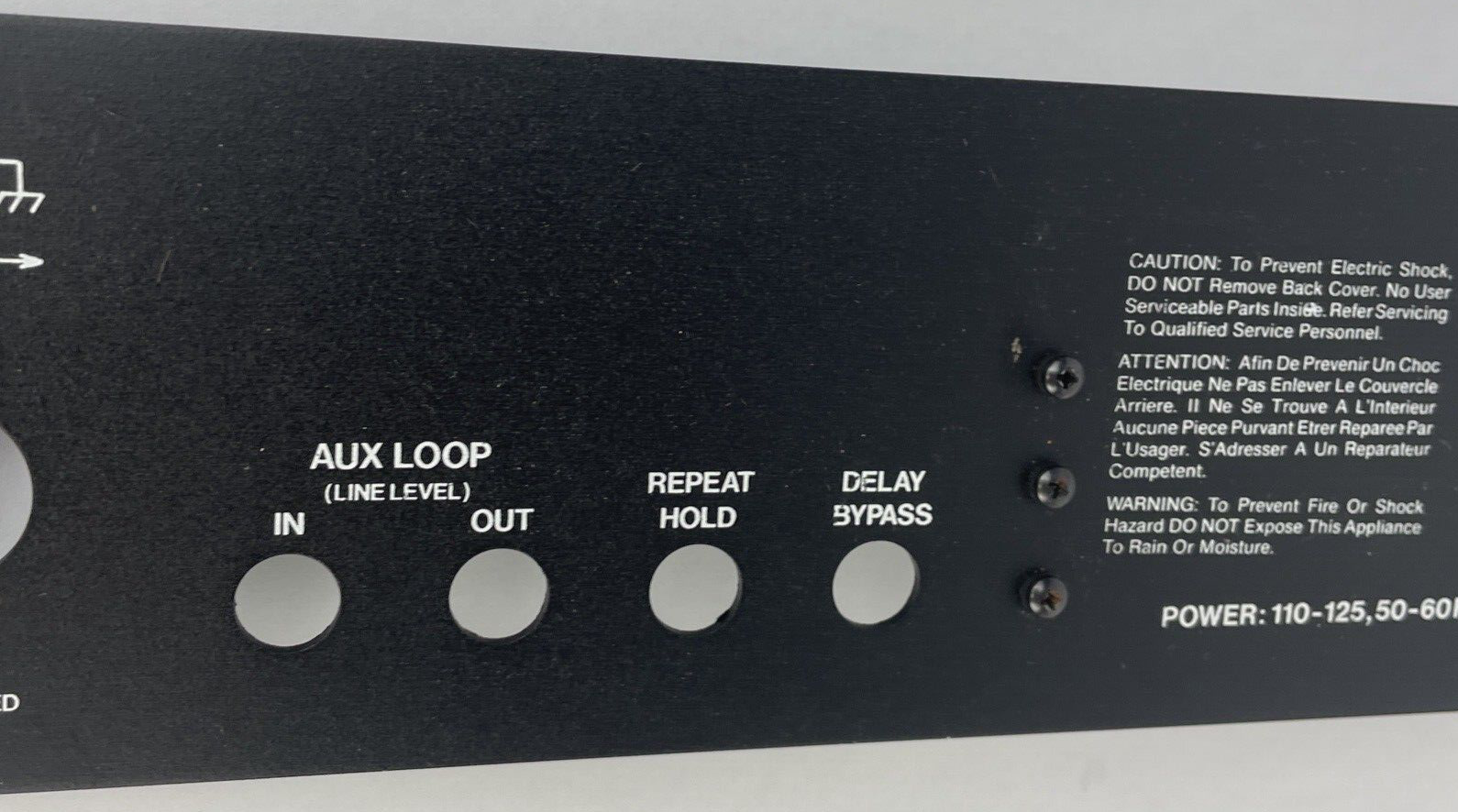 MXR Innovations Delay System II Model 151 Rear faceplate 1980’s Black NOS
