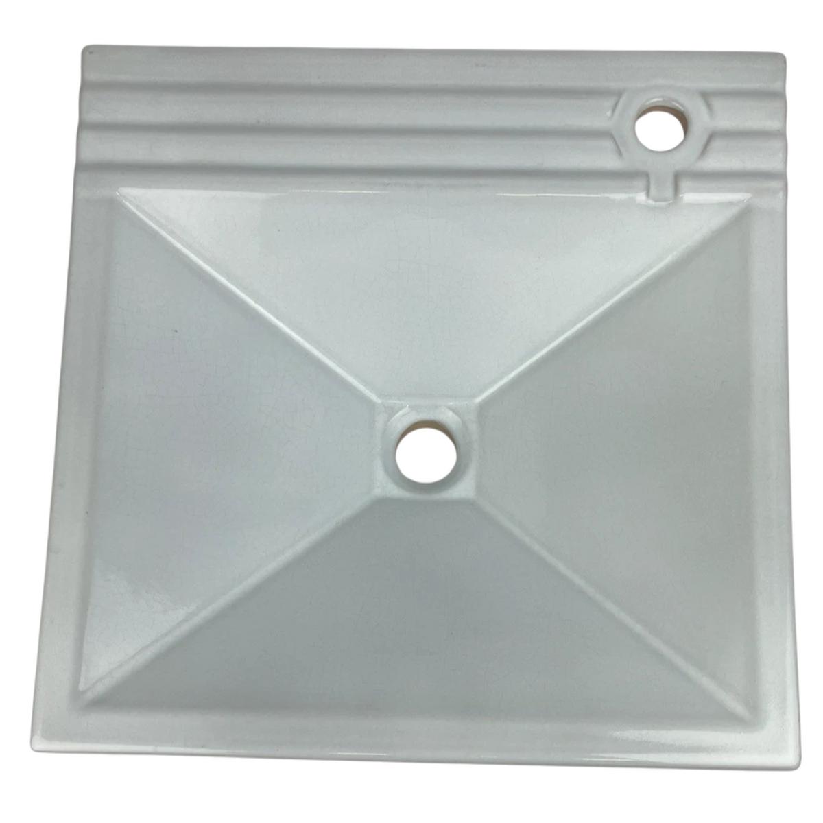 16" Square VESSEL SINK Basin handmade Ceramic Bathroom Baby Blue Tint