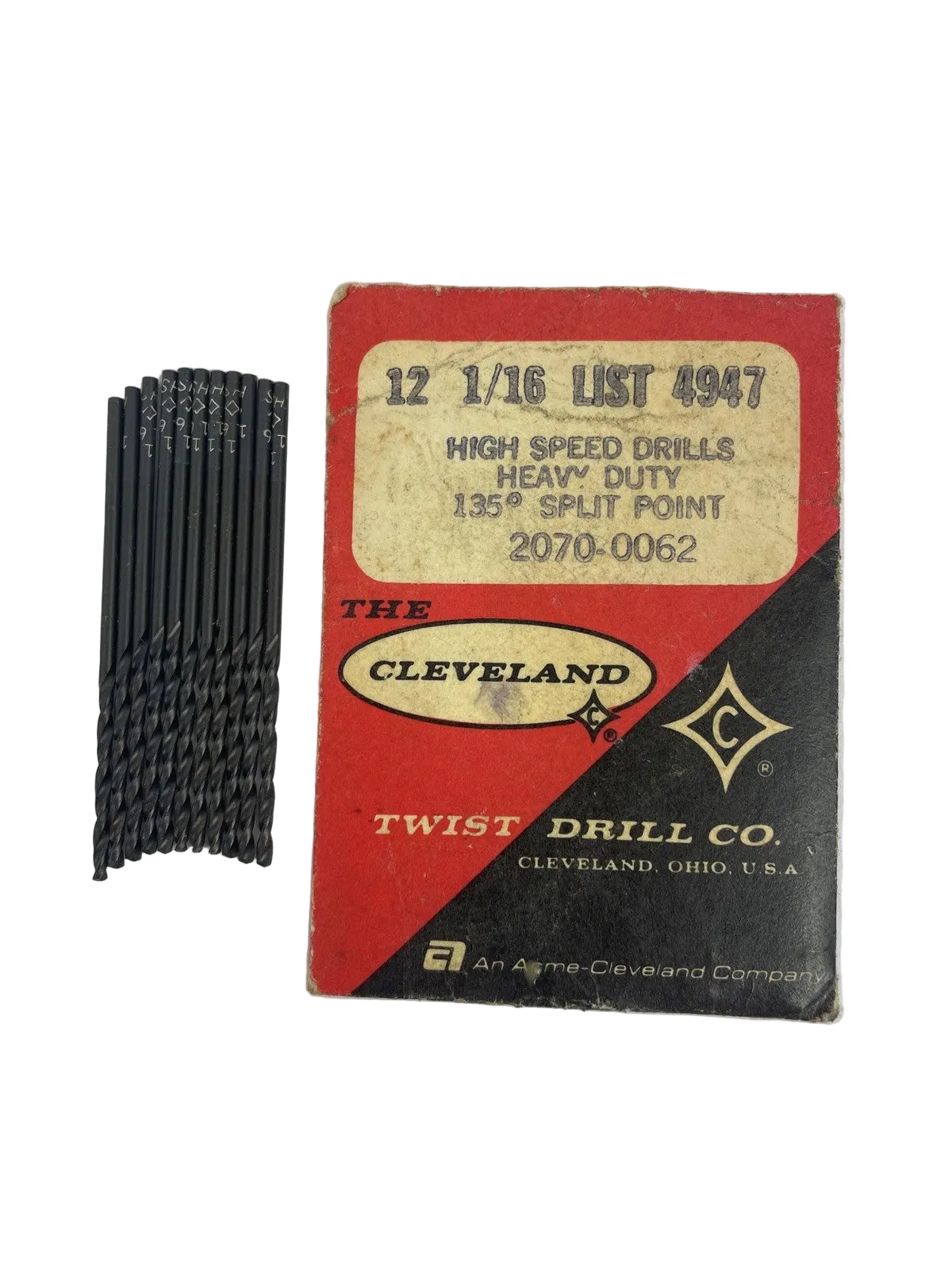 11 Cleveland Twist Drill 1/16-inch HSS drills with 135-degree split points
