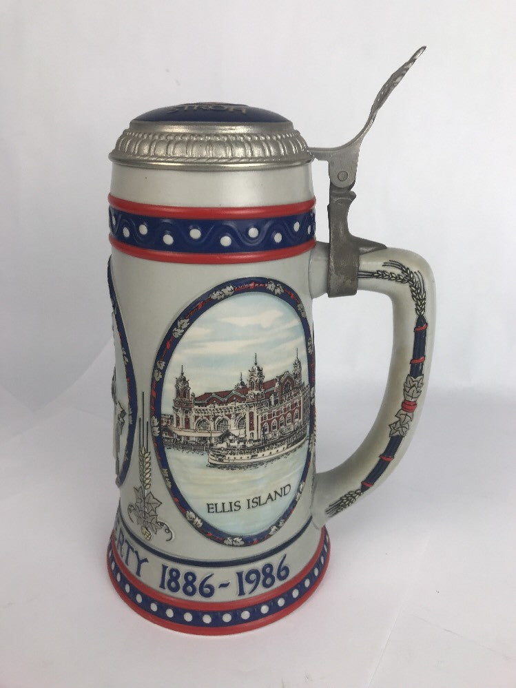 Stroh Brewery Statue Of Liberty Stein Ellis Island Excellent Cond. Seramarte