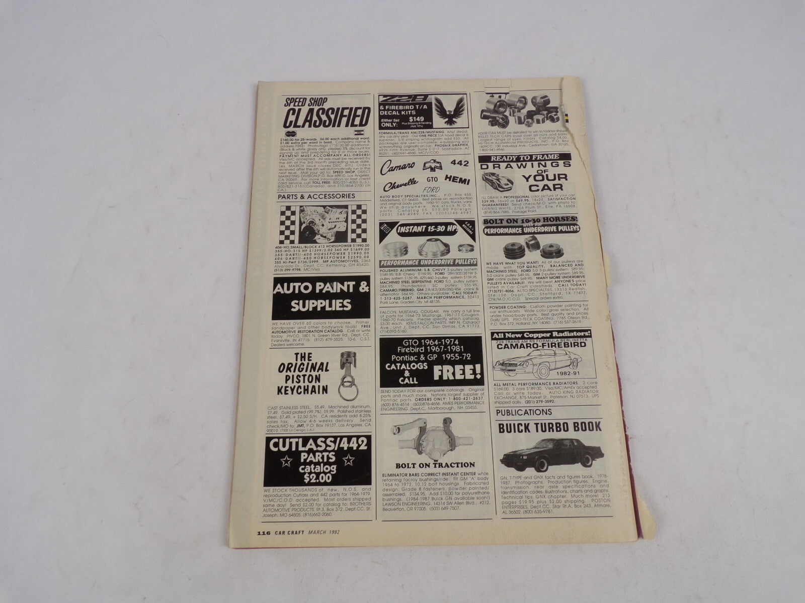 March 1992 Car Craft Belonged To Goodyear Spped Shop Classified Auto Paint & Sup