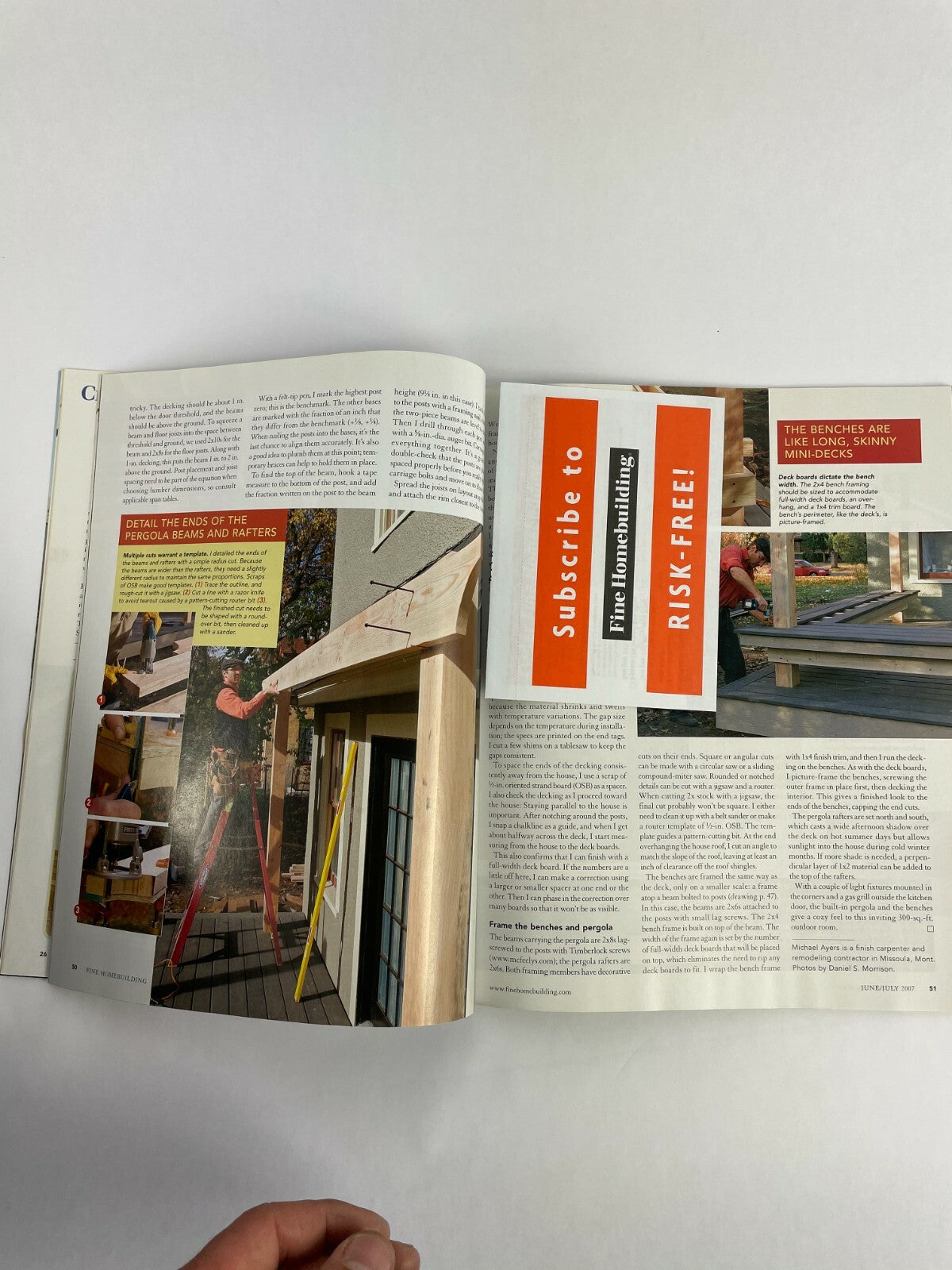 July 2007 Fine Homebuilding magazine featuring deck construction and plumbing improvements