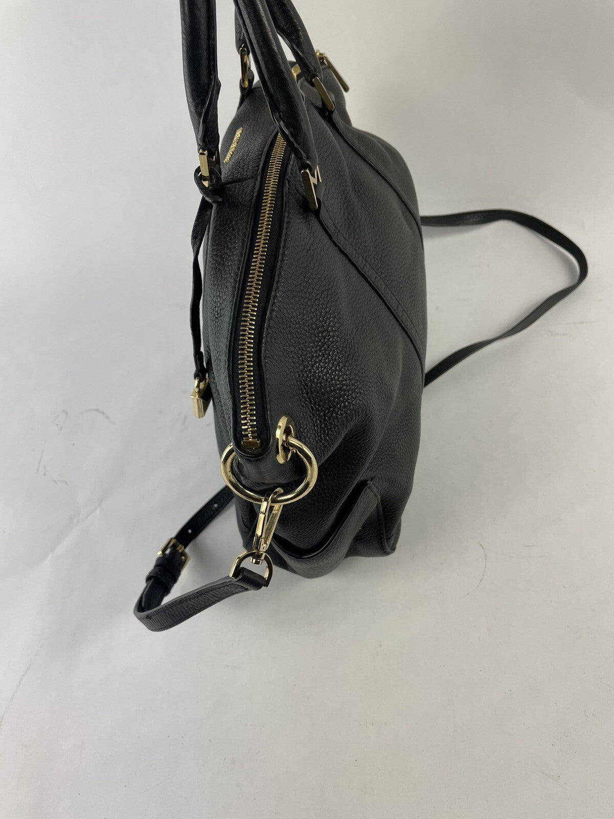 Michael Kors Beckett Large Top Zip Leather Satchel Crossbody Bag Black # 30T7GBU