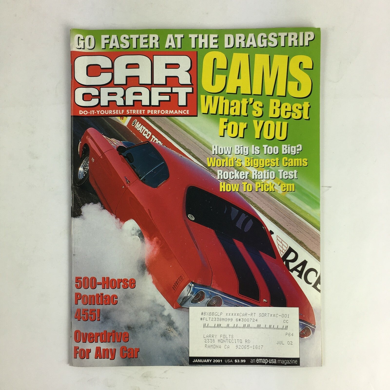 January 2001 Car Craft Magazine Cams What's Best For You 500-Horse Pontiac 4551