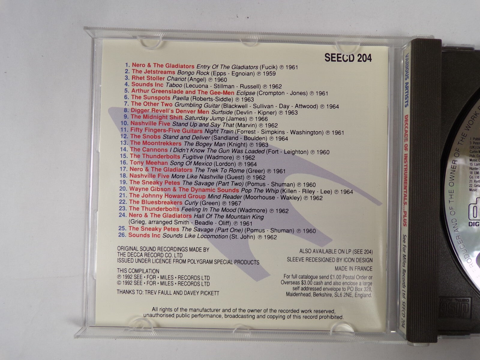 Deccade Of Instrumentals Plus See For Miles Records 1959 - 1967 CD #19
