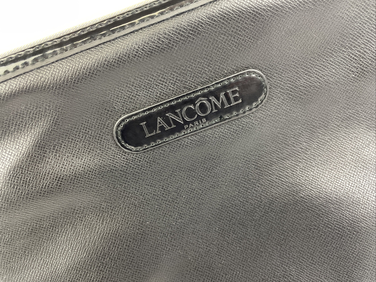Lancome Paris Runway Black Clutch Beauty Gold Zip Bag Cosmetic Makeup Carry Case