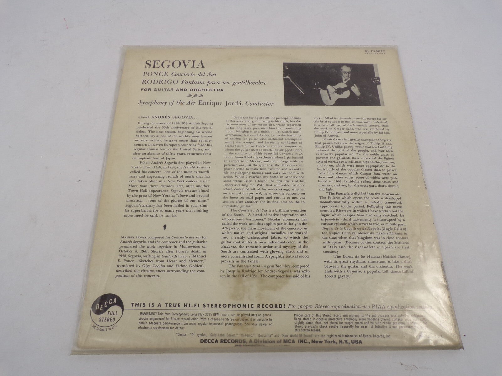 Segovia Andres Segovia Concierto Del Sur Allegrette Andente Allegro Moderate E