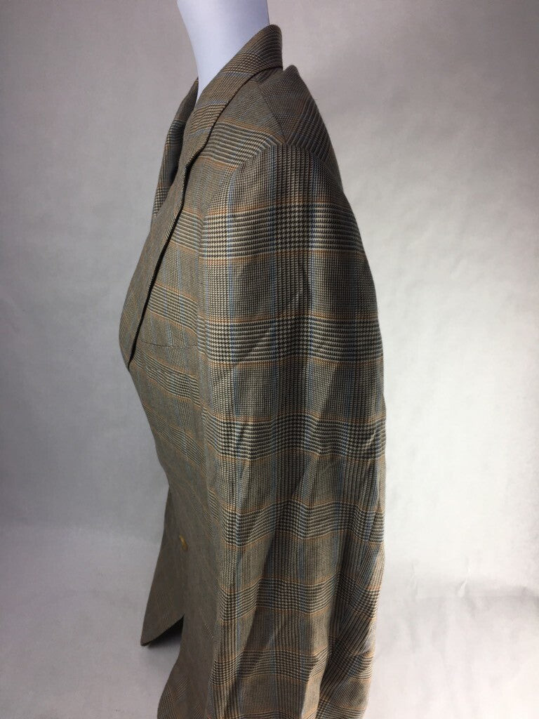 Ermenegildo Zegna Neiman Marcus Mens Suit Jacket Brown Glen Check Cashmere 54