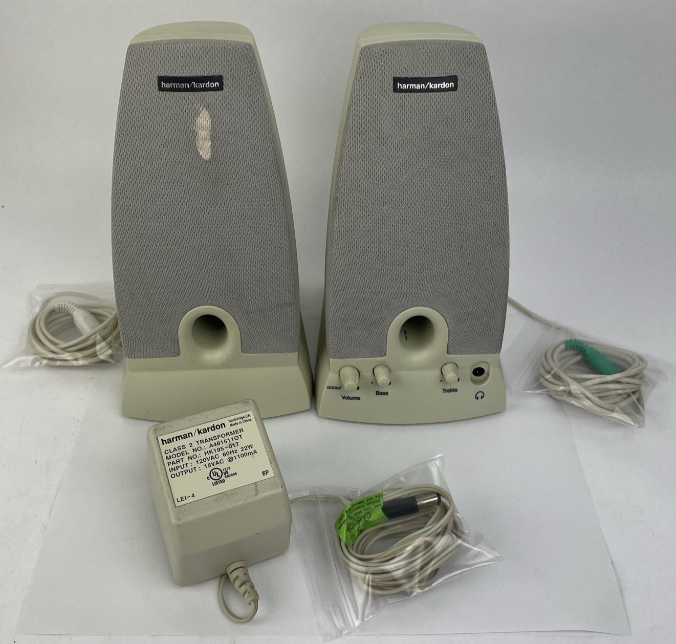 Harman Kardon Speakers HK195 Multimedia Speaker System w/Power Cord Works Great