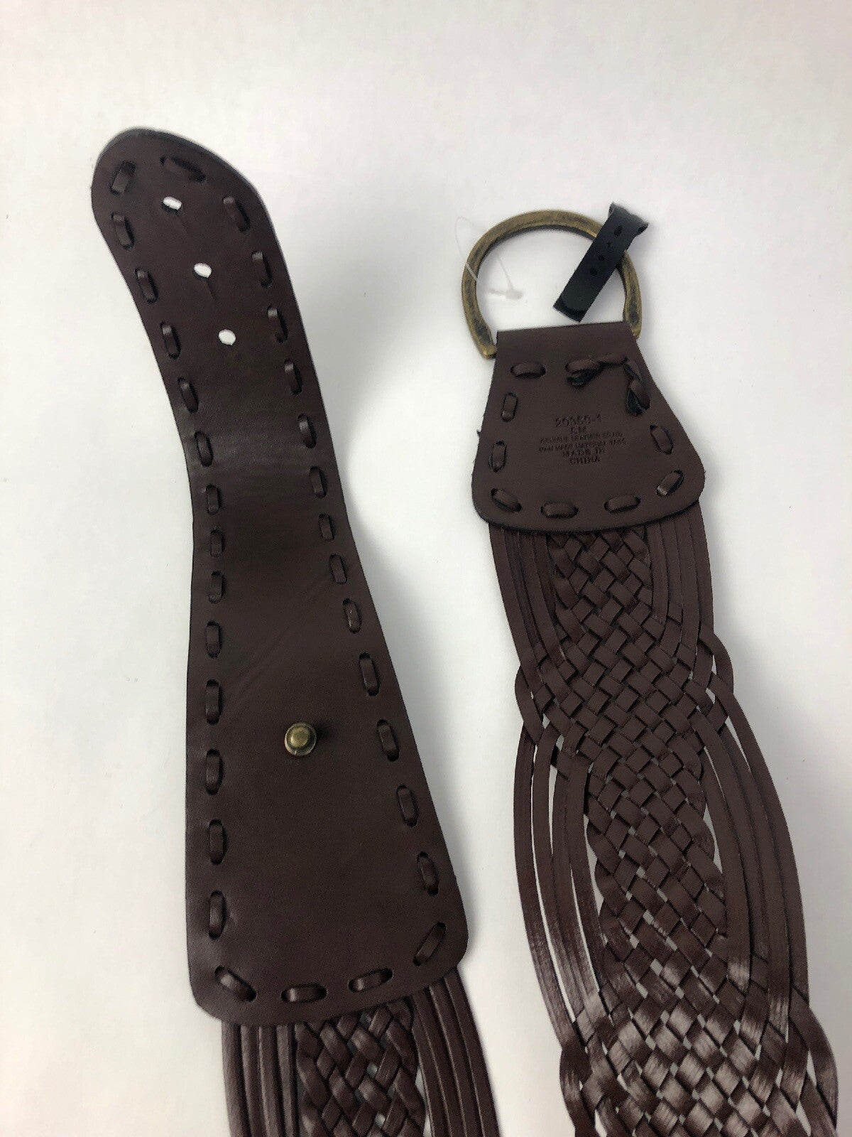 Women's Cognac Brown Genuine Leather Braided Woven Belt Size Sm Small See Images