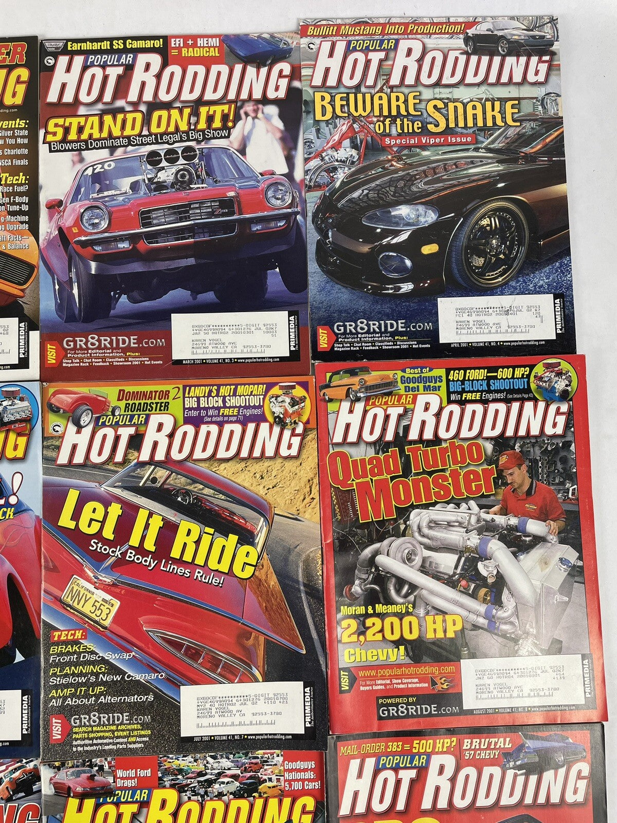 Lot of 12: Hot Rodding MAGAZINES Complete Full Set 12 issues Jan to Dec 2001