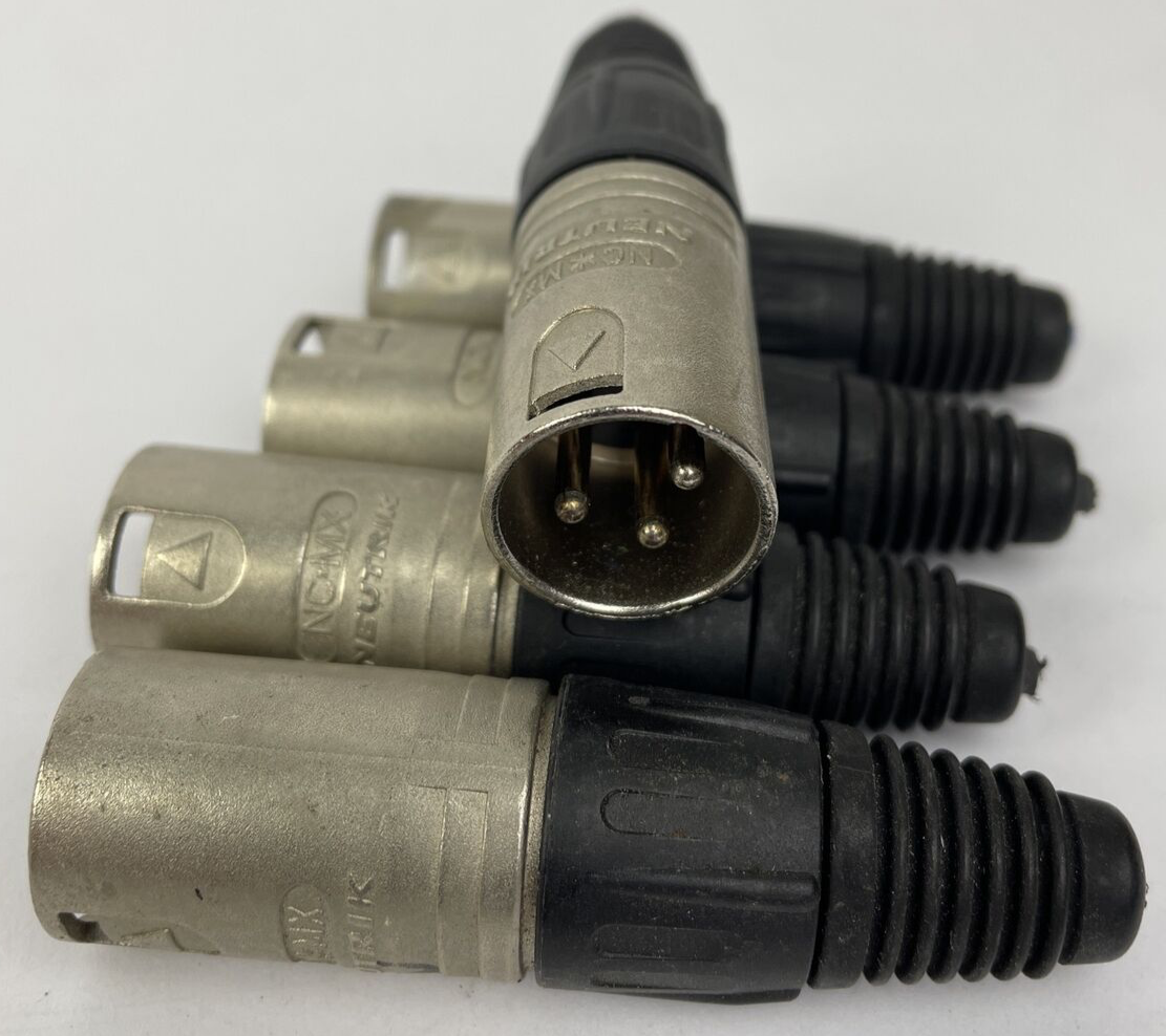 5 x Male 3 Pin OEM Neutrik , Silver XLR NC*MX Mic Audio Cable ConnectionLot Of 5
