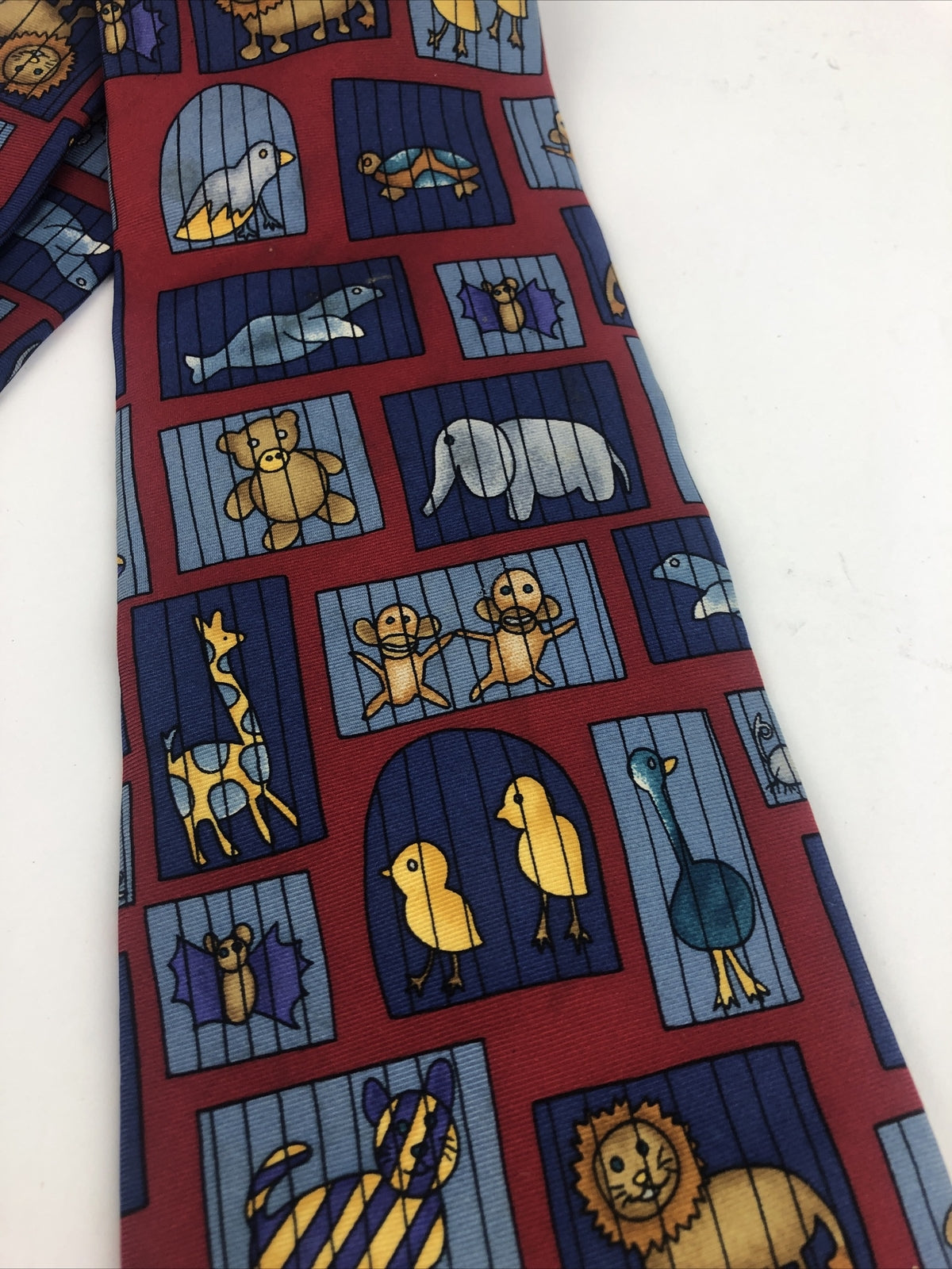 Save The Children A Visit to the Zoo Men's 100% Silk Necktie Multicolor 56"
