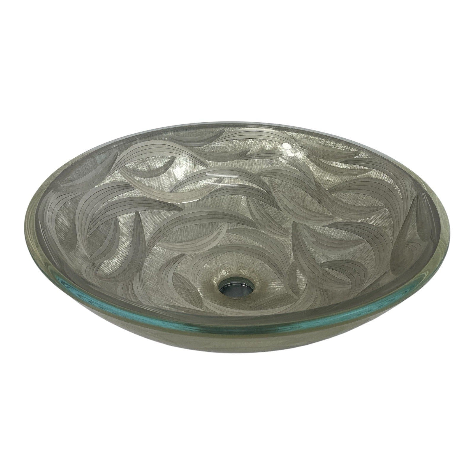 Vitraform Freestanding Oval Glass Sink 17" Pattern With Chrome Overflow Hardware