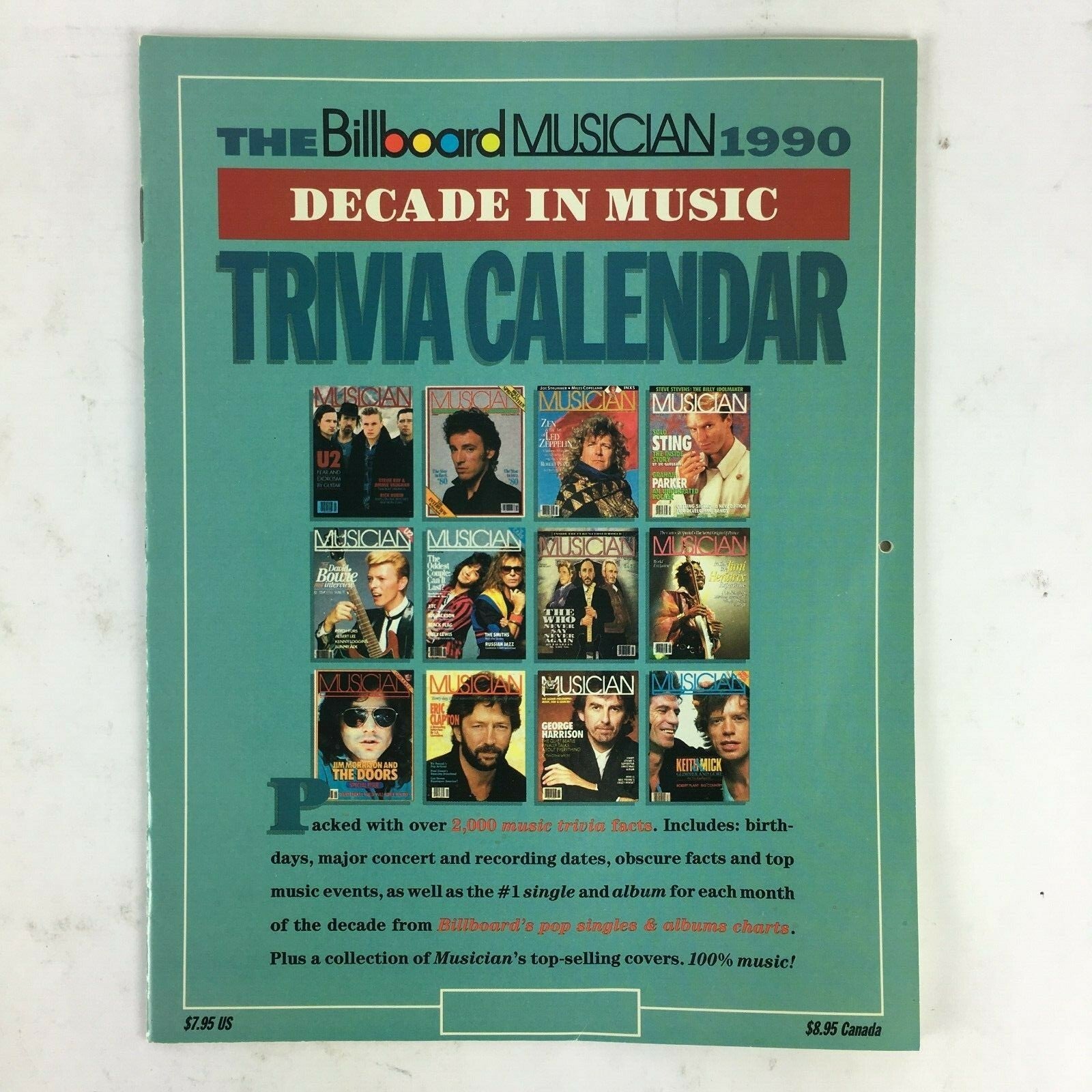 The Billboard Musician 1990 Magazine Trivia Calendar Decade in Music