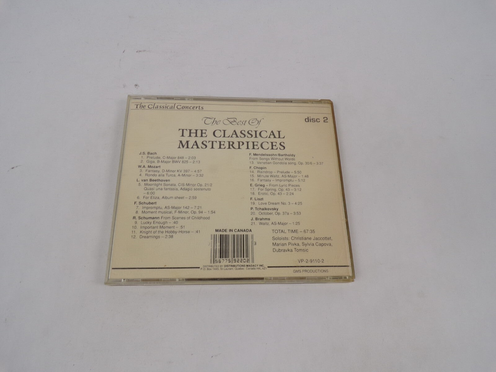 The Best Of The Classical Masterpieces J.S.Bach Prelude. W.A. Mozart CD#68