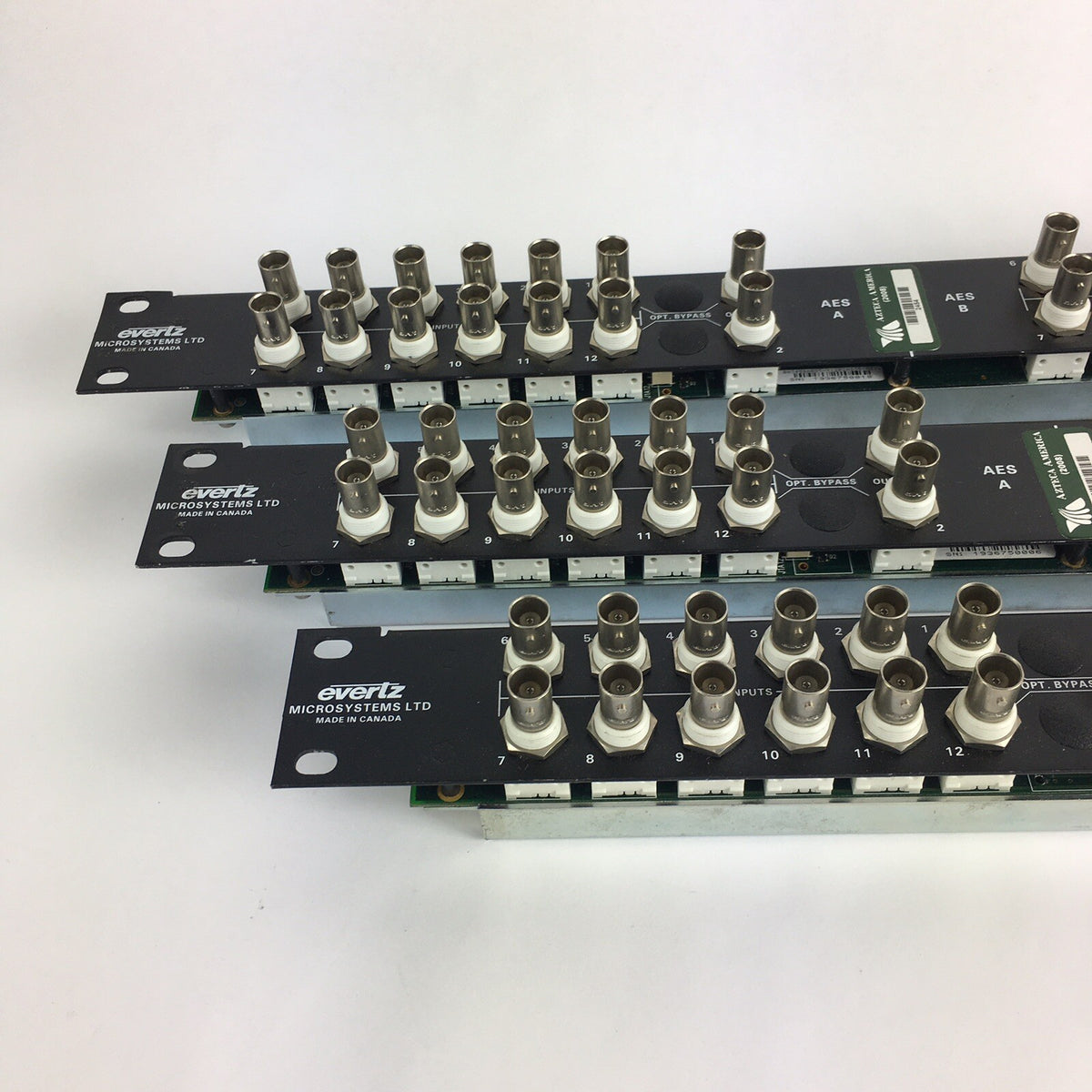 (Lot of 3) Evertz X1202ABO 12 x 2 BNC I/O Unbalanced AES Breakout Panel