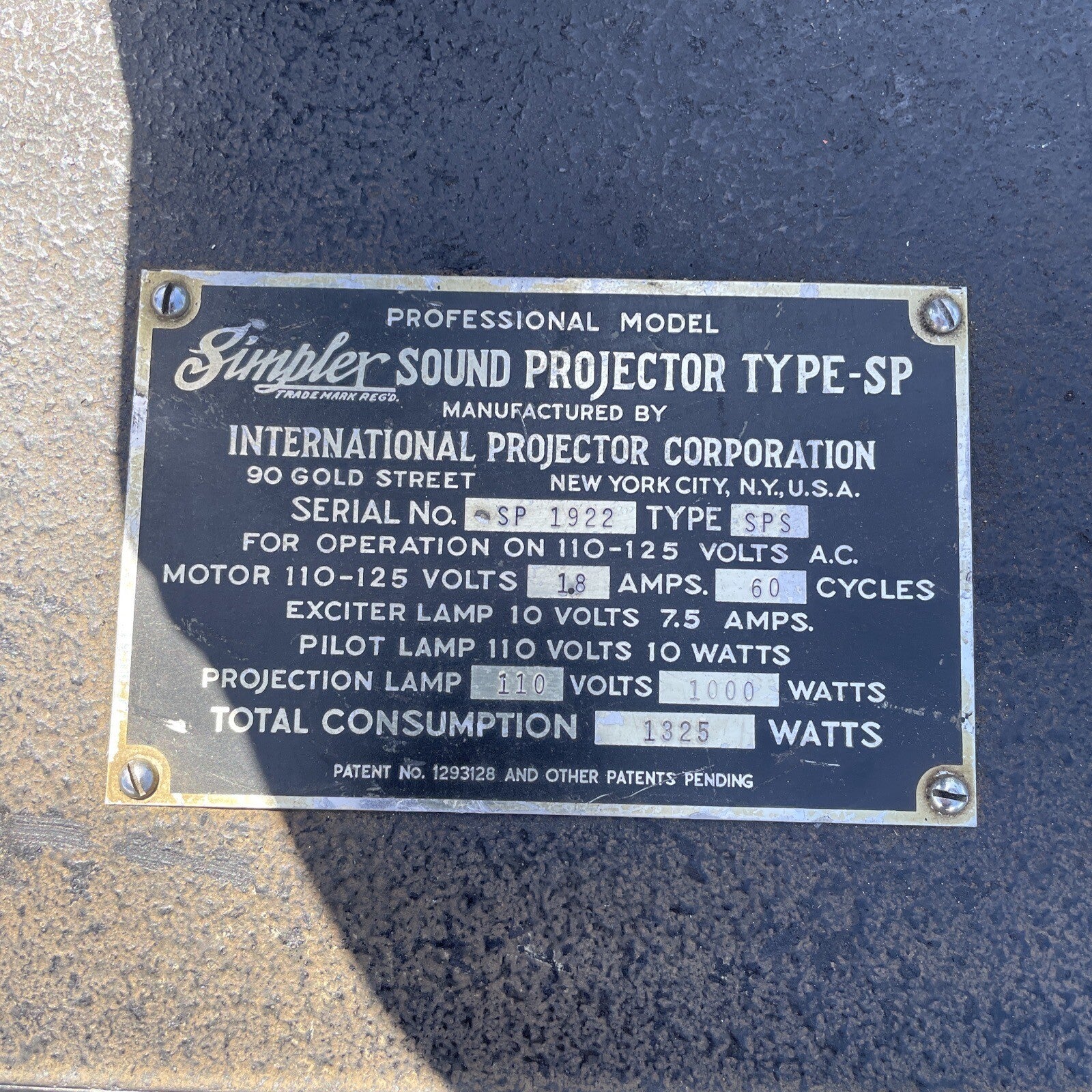 Vintage 1940's OEM Simplex 35mm Sound Projector Model SP From Hollywood Studios