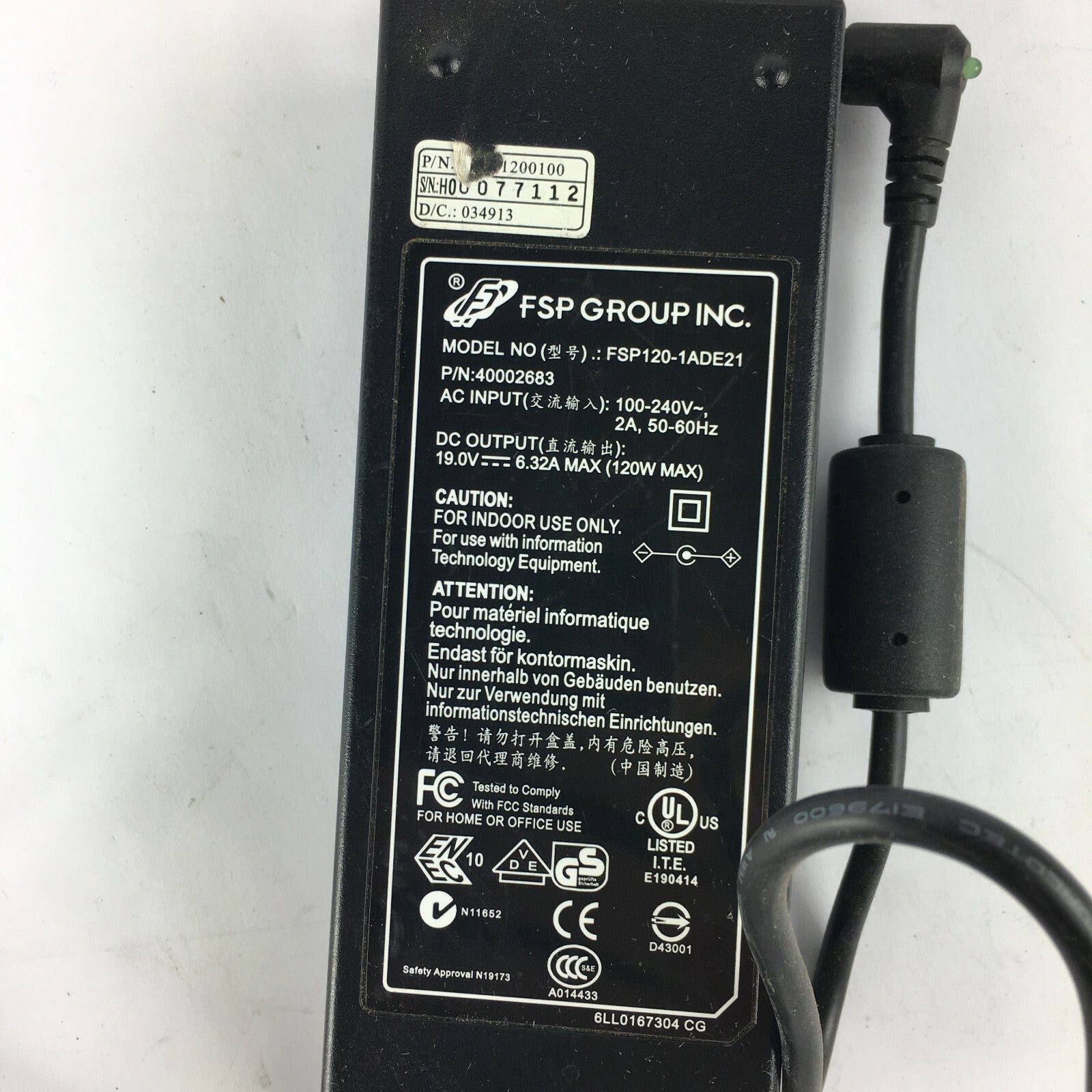 Genuine FSP FSP120-1ADE21 Output 19.0V 6.32A Power Supply Adapter A54
