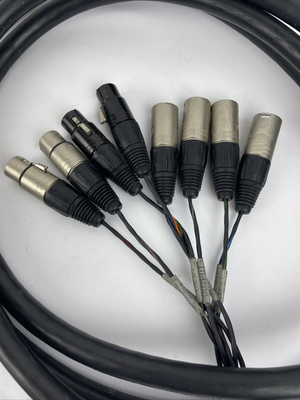 Male / Female 25 Pin AES EBU to 4M 4 x F 4 x M 3 Pin XLR Breakout Snake Cable