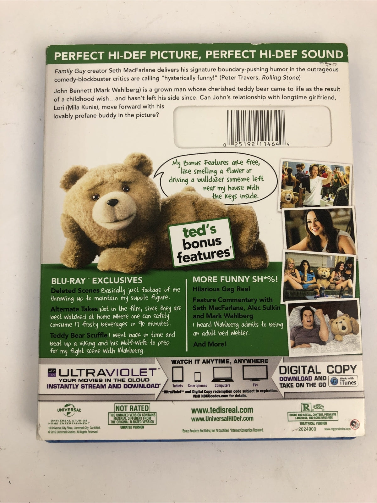Ted (Two-Disc Combo Pack: Blu-ray + DVD + Slipcover * Mint Discs