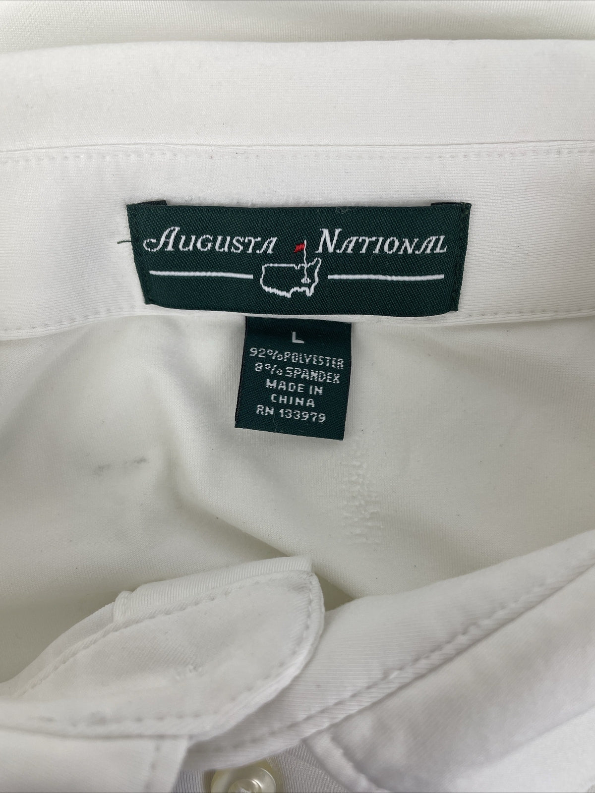 Masters Polo Shirt Mens Large White Traditional Logo Augusta National Golf Polo