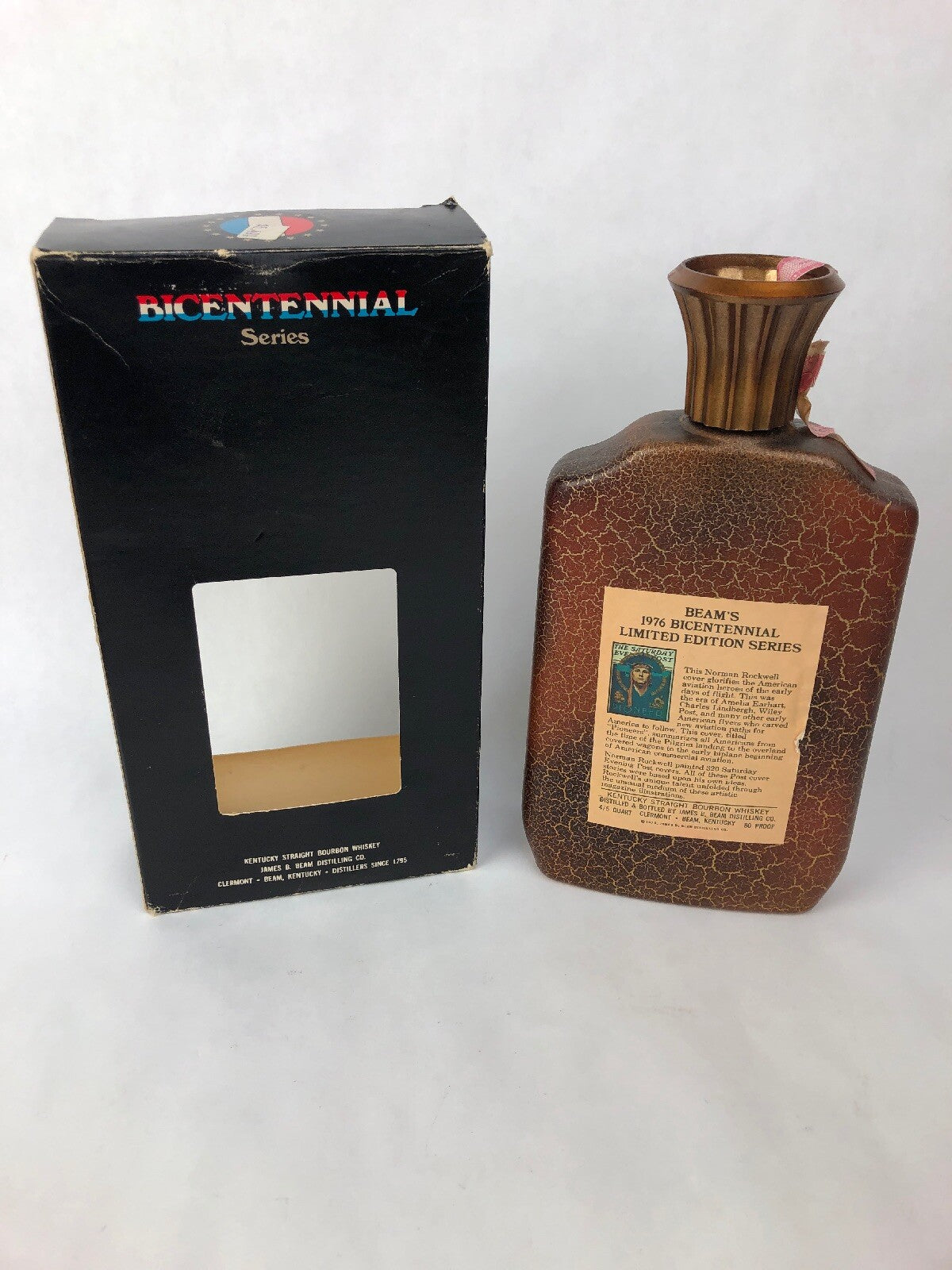 Jim Beam AVIATION pioneer SATURDAY EVENING POST decanter ROCKWELL W Box