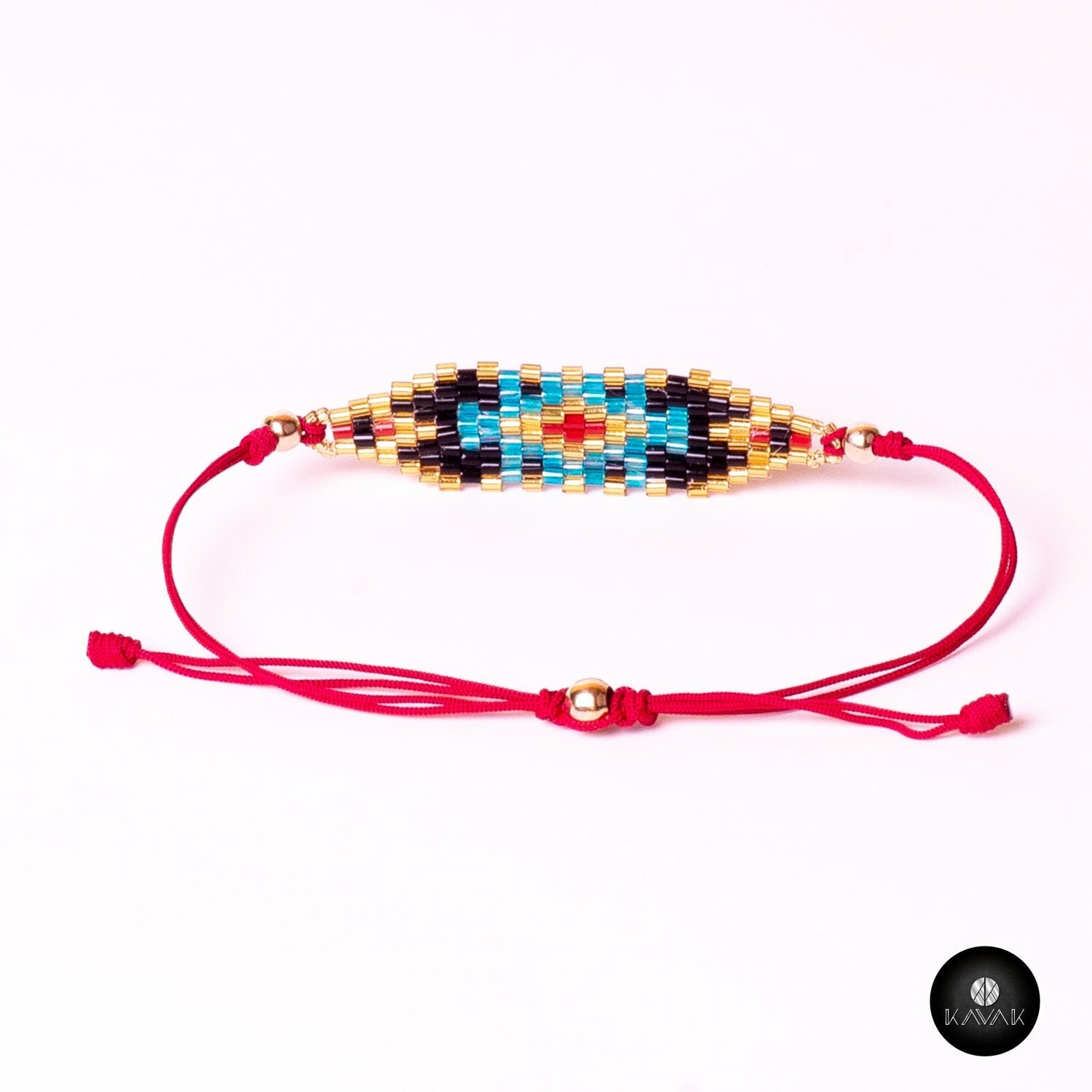 Kavak handmade red Miyuki abstract adjustable women's bracelet