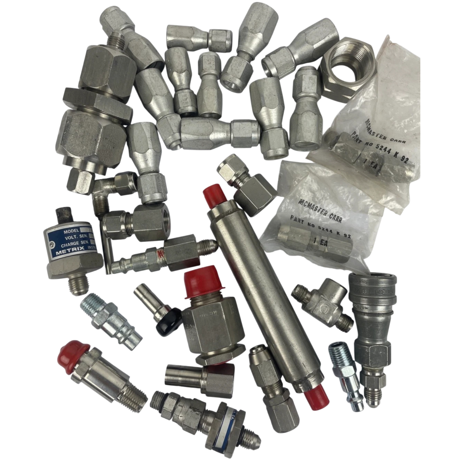 Lot of Large Hydraulic Pipe Fittings, Various Sizes, Cajon Gyrolok Swagelok +