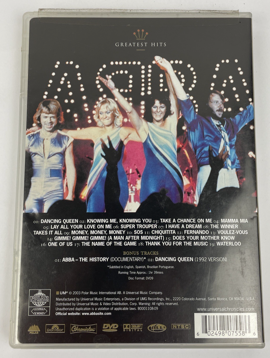 ABBA Gold - Greatest Hits, DVD Video NTSC, Color