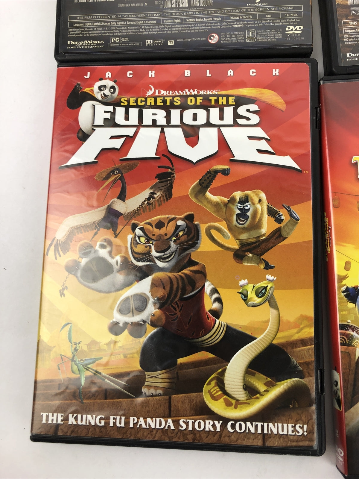 Lot Of 4 DVD's Kung Fu Panda, KFP #2 ,Furious Five, Secrets of the Masters - VGC