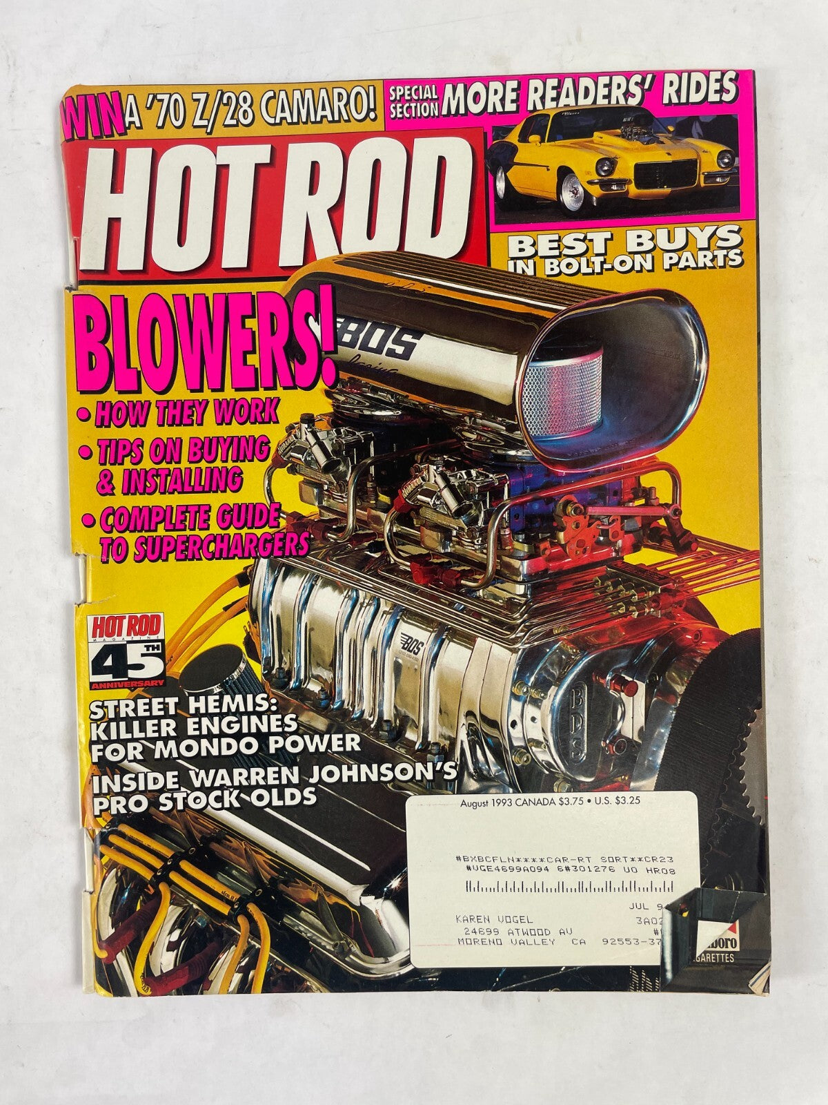 August 1993 Hot Rodding Magazinee Blowers! How They Work Best Buys In Bolt-On