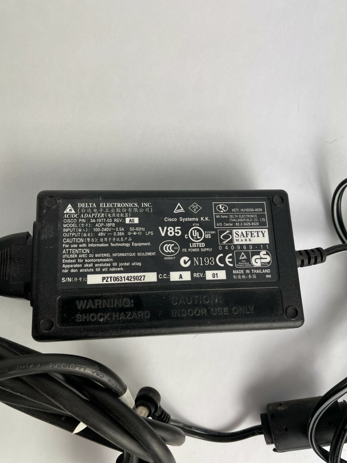 Genuine Delta Ac Adapter Output 48 V 0.38 A Power Supply Adapter A96