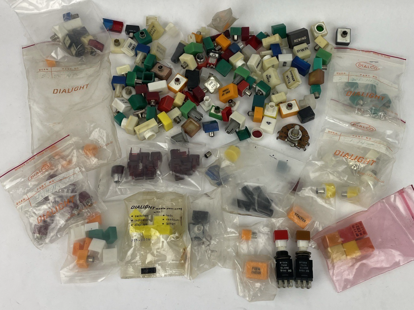Huge Lot Of Square Push button Panel Lights Red Green Yellow Assorted shaft(s)
